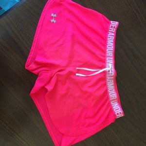 Neon Pink Under Armour shorts